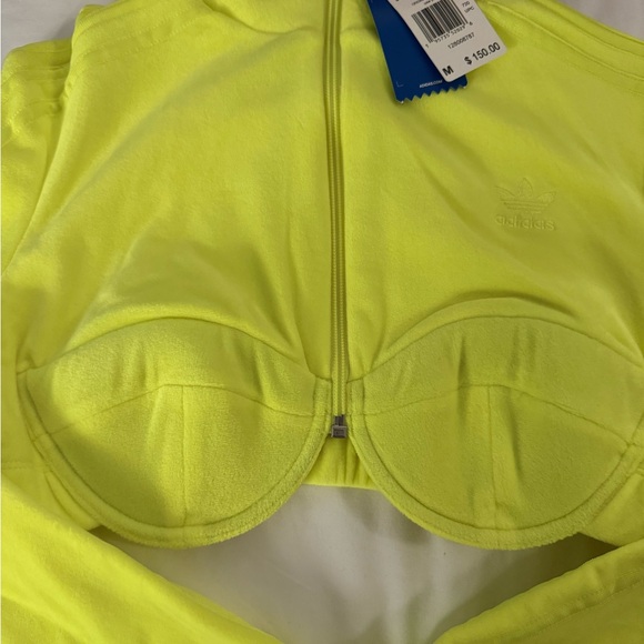 adidas Yellow Crop Top with Structured Cups and Full-Length Sleeves - Picture 2 of 5